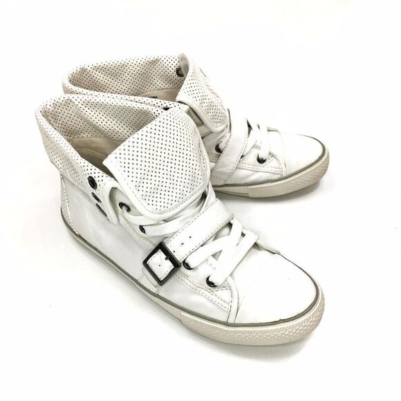 ALDO Offwhite Leather Flipdown Fashion Sneakers Women’s Size 8 - Picture 1 of 6